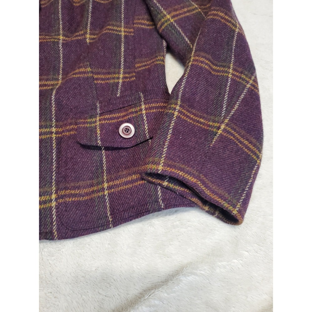 Talbots Purple Wine Plaid Wool Blazer Women 12 Academia Twee Office Classic - Picture 5 of 11
